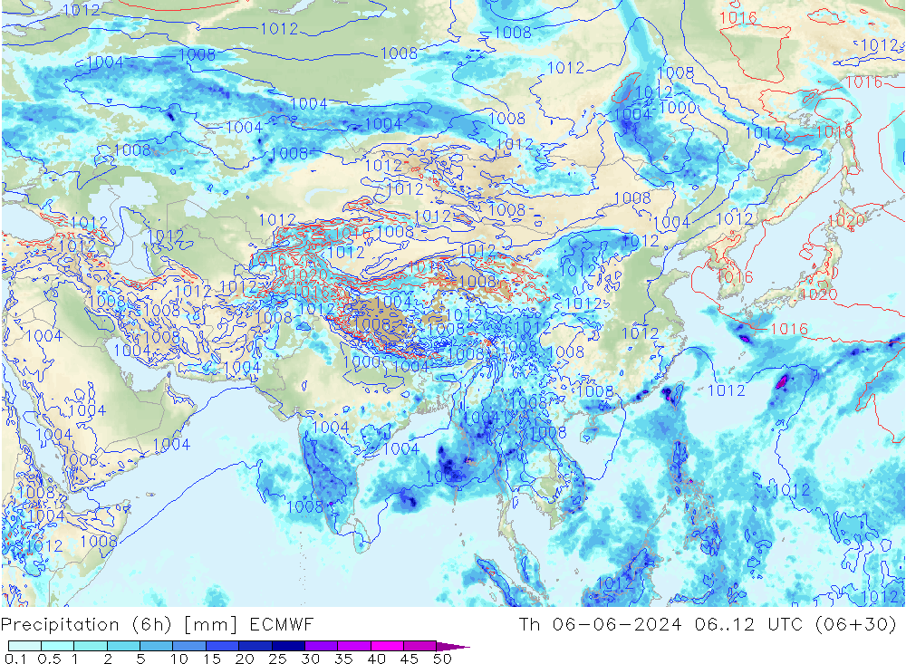 Z500/Rain (+SLP)/Z850 ECMWF Qui 06.06.2024 12 UTC