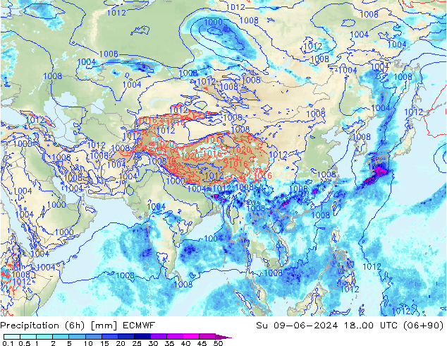 Precipitação (6h) ECMWF Dom 09.06.2024 00 UTC