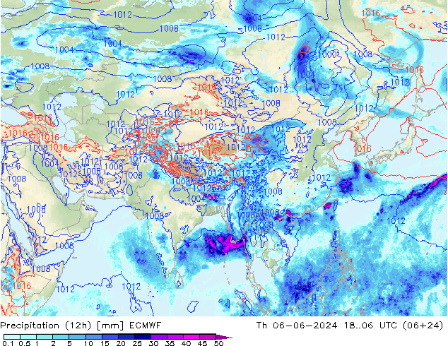 Yağış (12h) ECMWF Per 06.06.2024 06 UTC