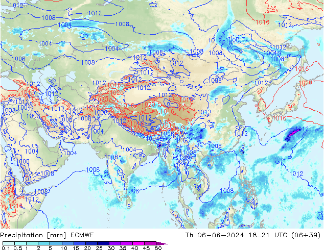 осадки ECMWF чт 06.06.2024 21 UTC