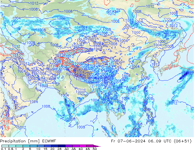 Neerslag ECMWF vr 07.06.2024 09 UTC