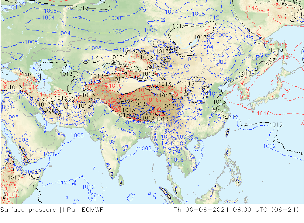 приземное давление ECMWF чт 06.06.2024 06 UTC