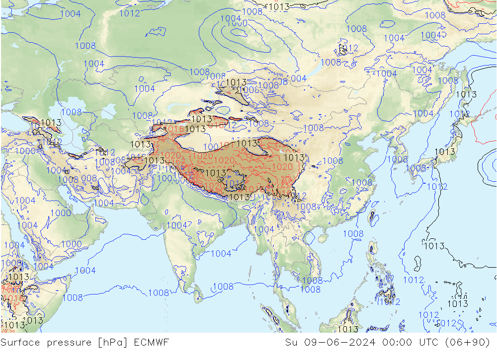 pression de l'air ECMWF dim 09.06.2024 00 UTC