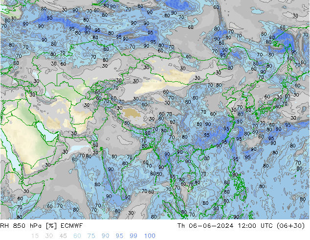 RH 850 hPa ECMWF Th 06.06.2024 12 UTC