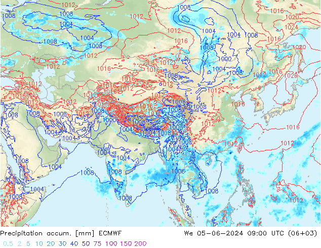 Toplam Yağış ECMWF Çar 05.06.2024 09 UTC