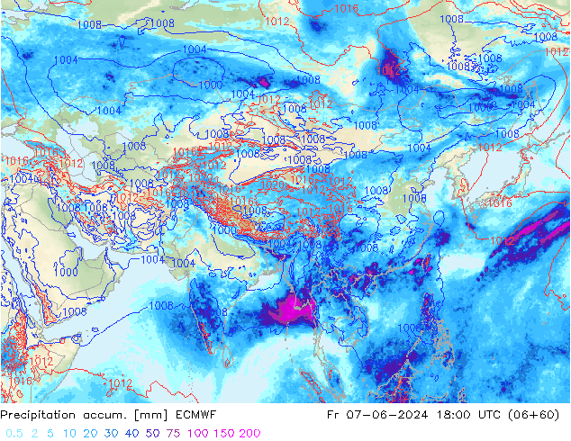 Precipitation accum. ECMWF Fr 07.06.2024 18 UTC