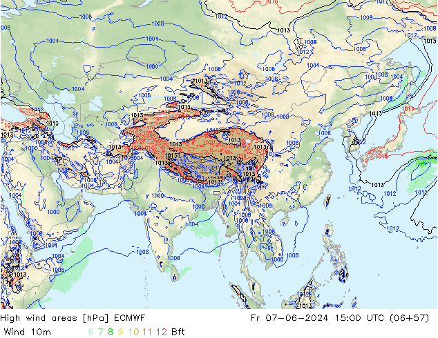 High wind areas ECMWF Fr 07.06.2024 15 UTC