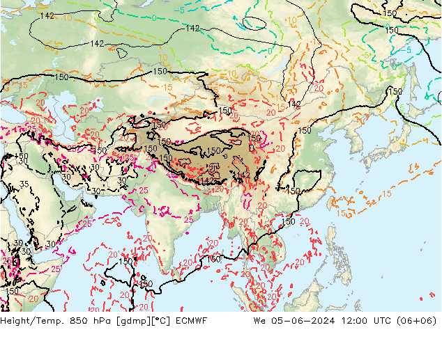 Z500/Rain (+SLP)/Z850 ECMWF We 05.06.2024 12 UTC