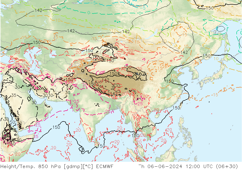 Z500/Rain (+SLP)/Z850 ECMWF Qui 06.06.2024 12 UTC