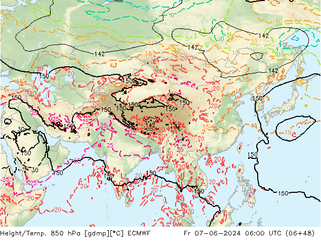 Height/Temp. 850 hPa ECMWF Fr 07.06.2024 06 UTC