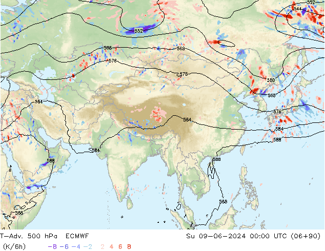 T-Adv. 500 hPa ECMWF Dom 09.06.2024 00 UTC