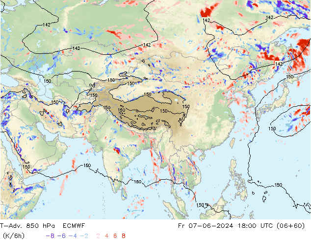 T-Adv. 850 hPa ECMWF Cu 07.06.2024 18 UTC