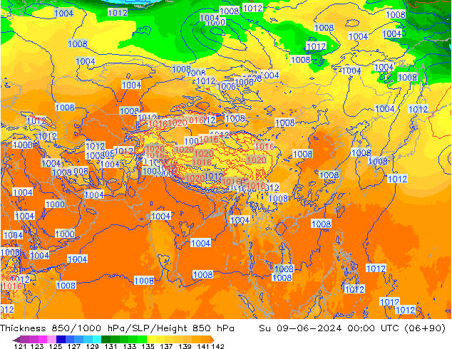 Thck 850-1000 hPa ECMWF nie. 09.06.2024 00 UTC