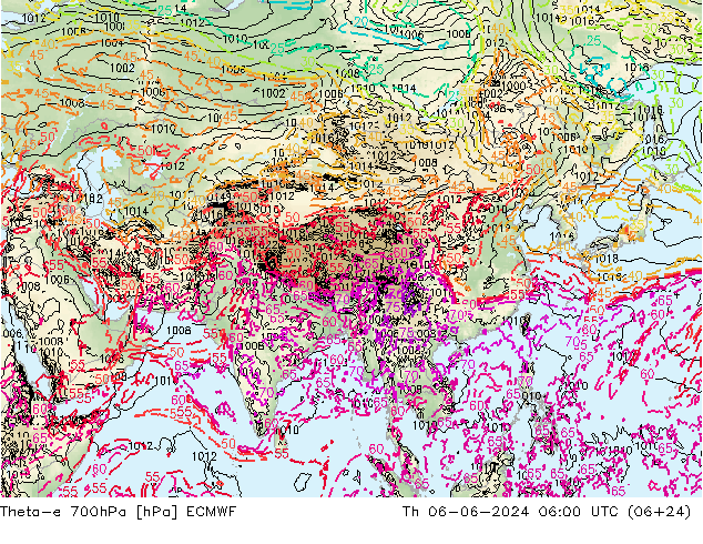 Theta-e 700hPa ECMWF Čt 06.06.2024 06 UTC