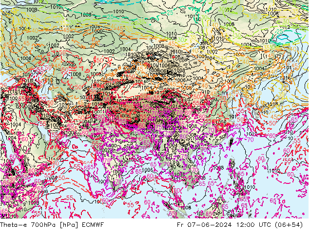 Theta-e 700hPa ECMWF Fr 07.06.2024 12 UTC