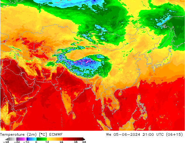 карта температуры ECMWF ср 05.06.2024 21 UTC