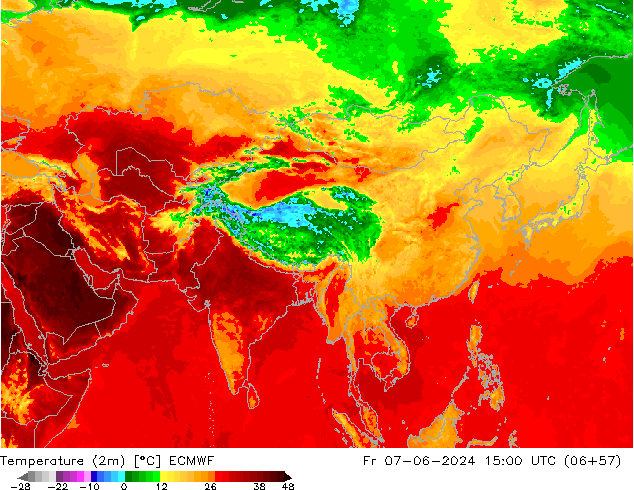 température (2m) ECMWF ven 07.06.2024 15 UTC