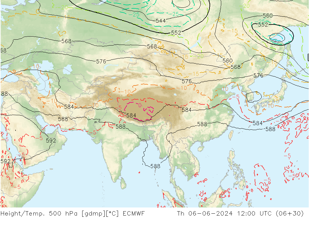 Z500/Rain (+SLP)/Z850 ECMWF Qui 06.06.2024 12 UTC