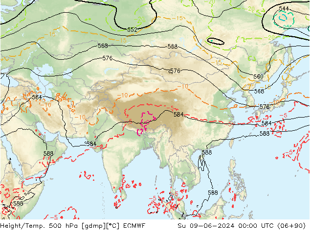 Z500/Rain (+SLP)/Z850 ECMWF Dom 09.06.2024 00 UTC