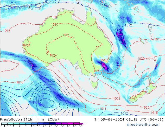 Precipitación (12h) ECMWF jue 06.06.2024 18 UTC