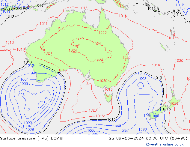 pression de l'air ECMWF dim 09.06.2024 00 UTC