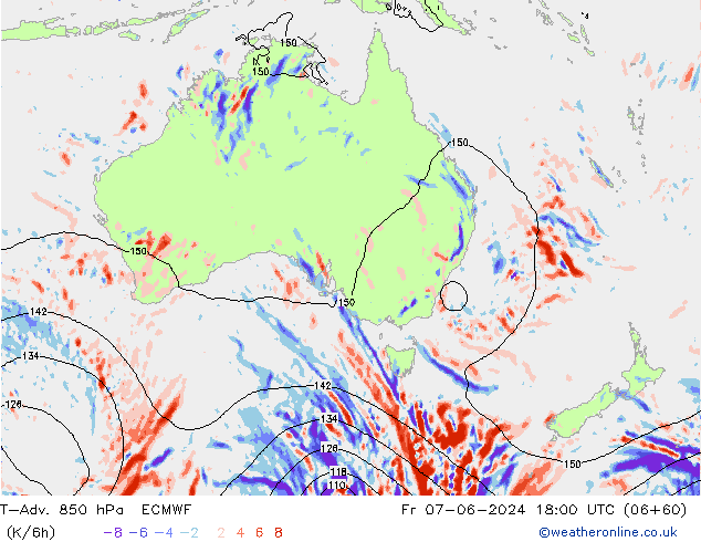 T-Adv. 850 hPa ECMWF Fr 07.06.2024 18 UTC