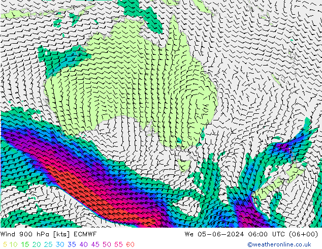 Wind 900 hPa ECMWF We 05.06.2024 06 UTC