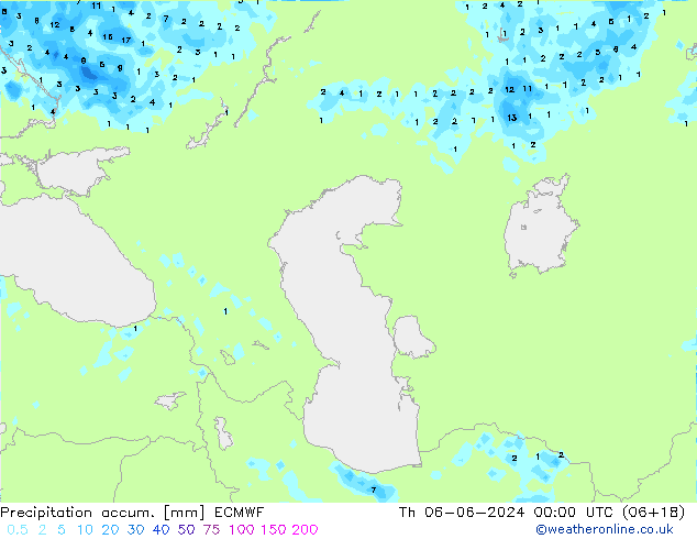 Precipitation accum. ECMWF Qui 06.06.2024 00 UTC