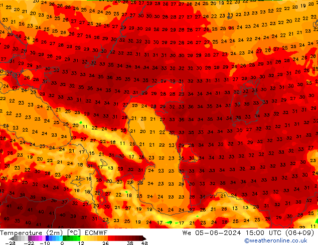 карта температуры ECMWF ср 05.06.2024 15 UTC