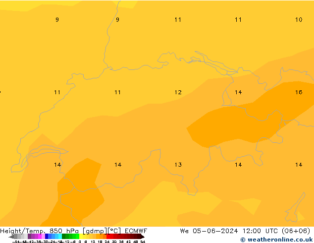 Z500/Rain (+SLP)/Z850 ECMWF Qua 05.06.2024 12 UTC