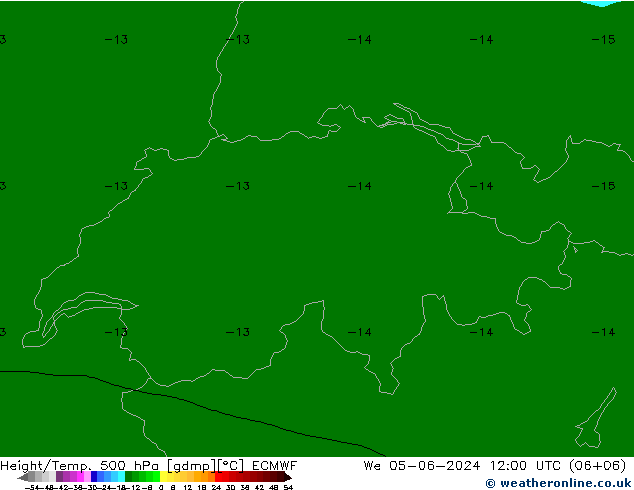 Z500/Rain (+SLP)/Z850 ECMWF Qua 05.06.2024 12 UTC