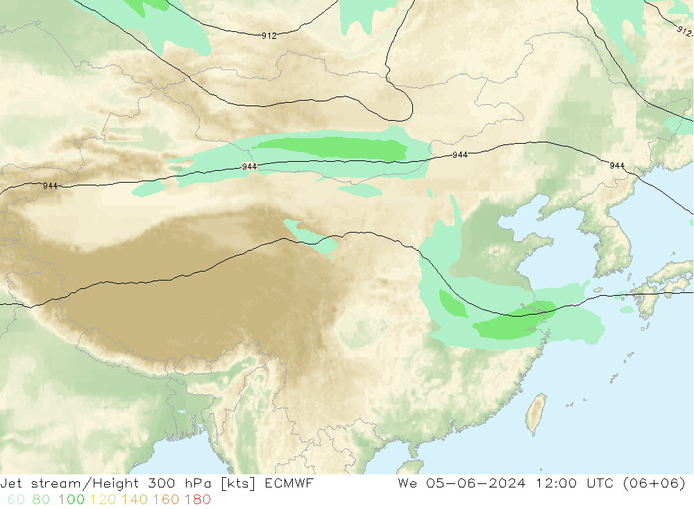 Corriente en chorro ECMWF mié 05.06.2024 12 UTC