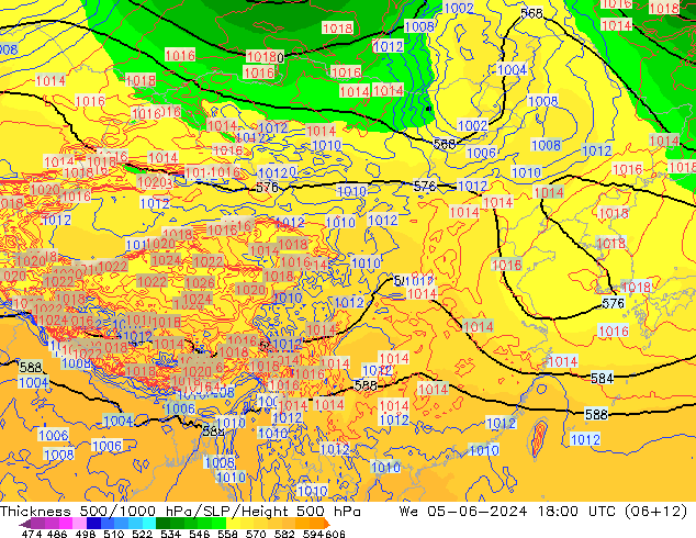 Thck 500-1000hPa ECMWF 星期三 05.06.2024 18 UTC