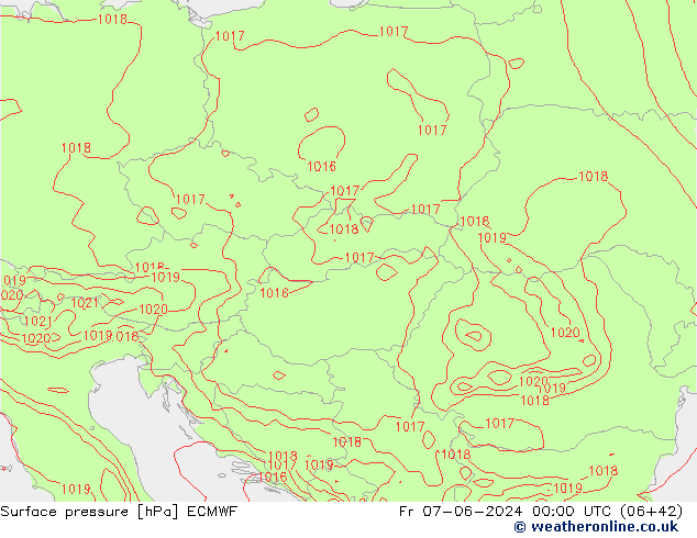 Presión superficial ECMWF vie 07.06.2024 00 UTC