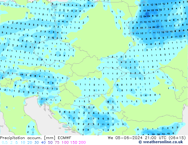 Totale neerslag ECMWF wo 05.06.2024 21 UTC