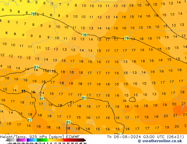 Yükseklik/Sıc. 925 hPa ECMWF Per 06.06.2024 03 UTC