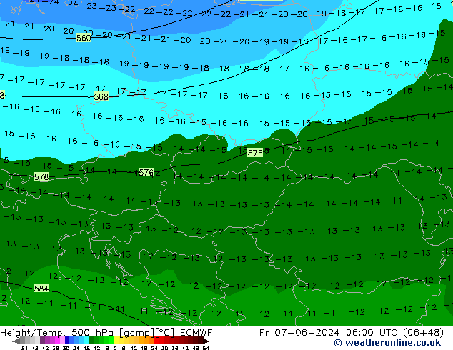 Z500/Rain (+SLP)/Z850 ECMWF Pá 07.06.2024 06 UTC