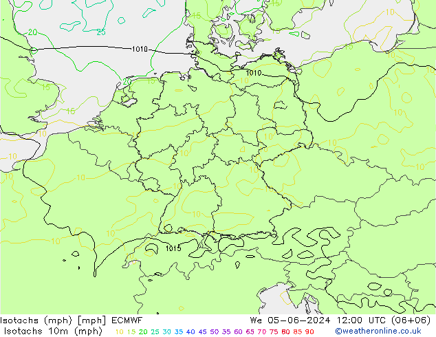 Isotachen (mph) ECMWF Mi 05.06.2024 12 UTC