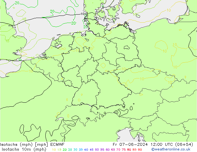 Isotachen (mph) ECMWF vr 07.06.2024 12 UTC