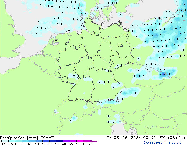 Precipitazione ECMWF gio 06.06.2024 03 UTC