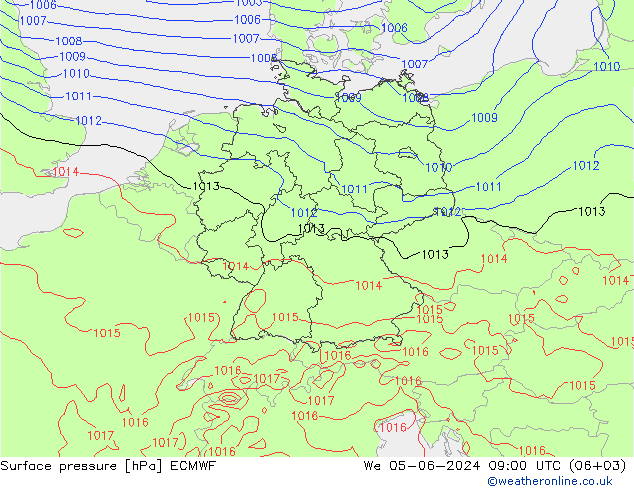 Surface pressure ECMWF We 05.06.2024 09 UTC