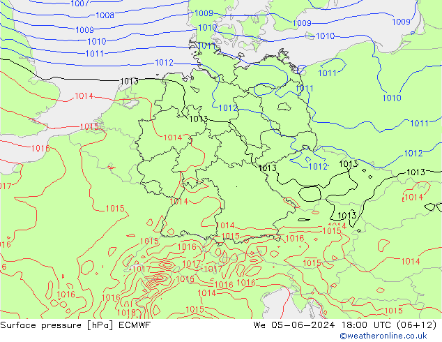 地面气压 ECMWF 星期三 05.06.2024 18 UTC