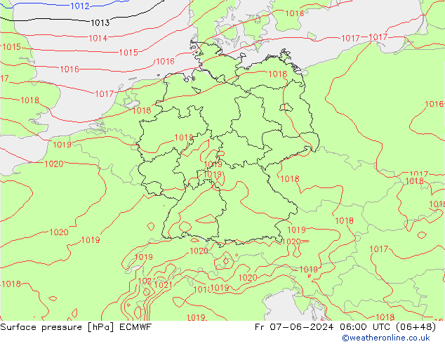 Surface pressure ECMWF Fr 07.06.2024 06 UTC