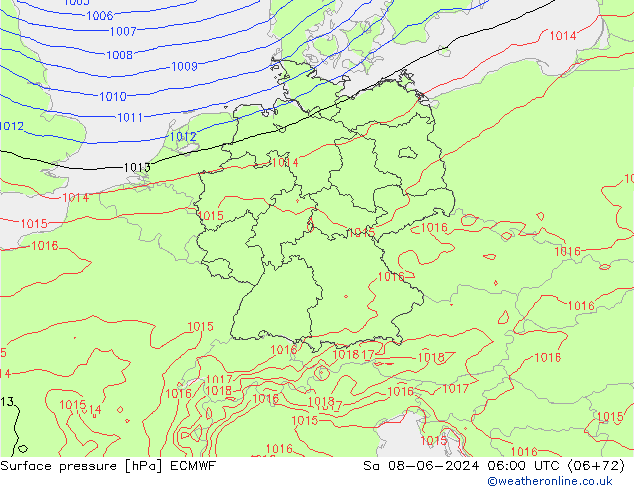 Atmosférický tlak ECMWF So 08.06.2024 06 UTC