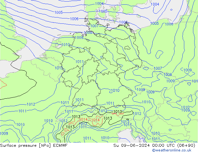 ciśnienie ECMWF nie. 09.06.2024 00 UTC