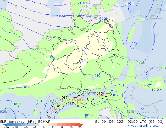 SLP tendency ECMWF Ne 09.06.2024 00 UTC