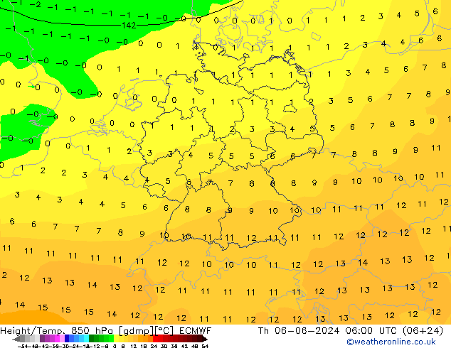 Z500/Rain (+SLP)/Z850 ECMWF Do 06.06.2024 06 UTC