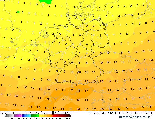 Z500/Rain (+SLP)/Z850 ECMWF Pá 07.06.2024 12 UTC