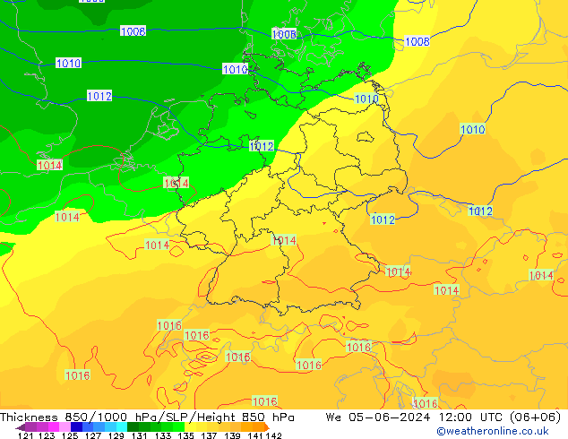 Schichtdicke 850-1000 hPa ECMWF Mi 05.06.2024 12 UTC