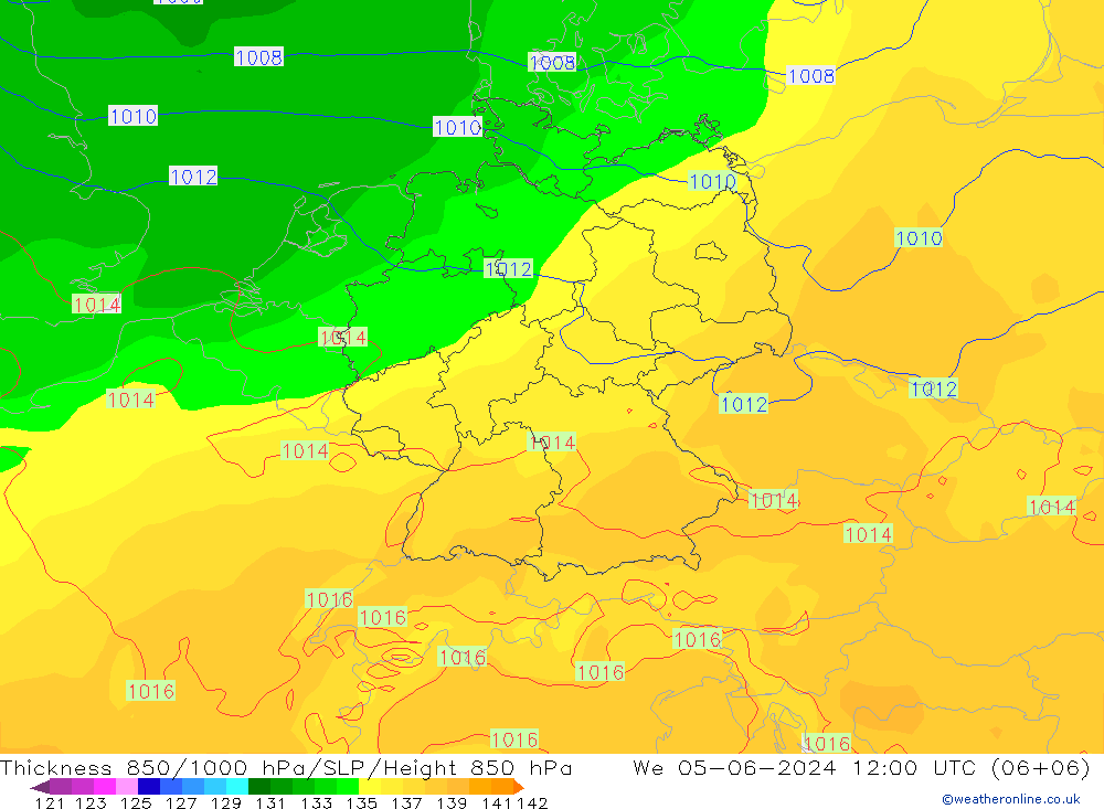 Schichtdicke 850-1000 hPa ECMWF Mi 05.06.2024 12 UTC